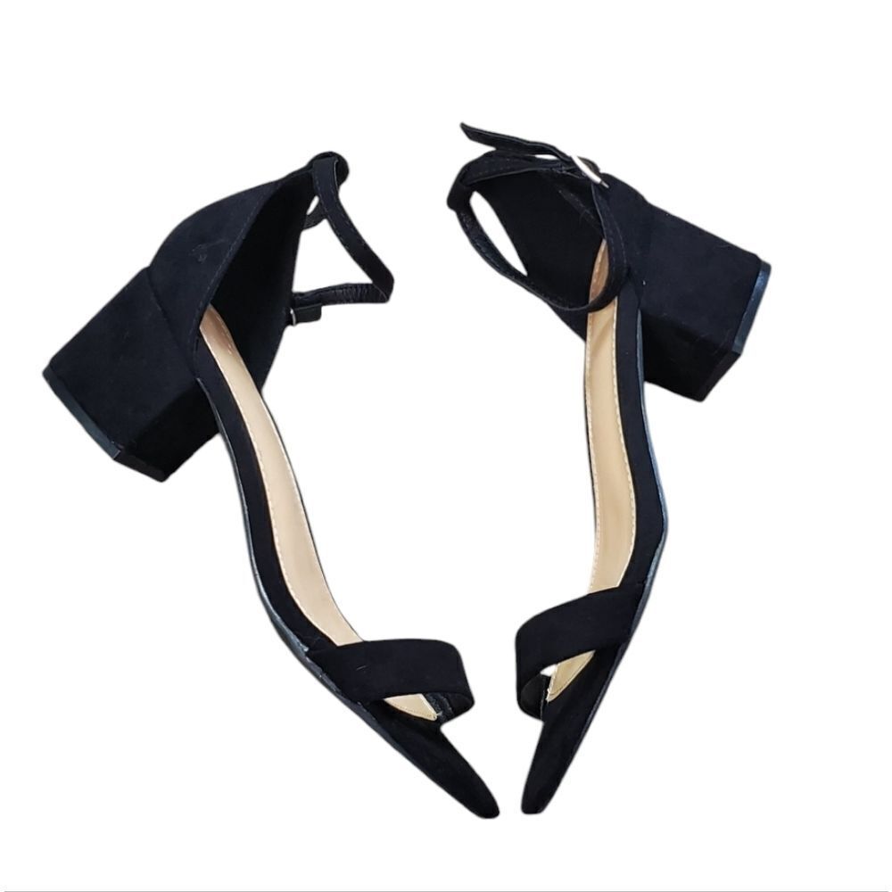 Jf Justfab Faux Suede Black Block Heels